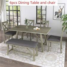 Shop our best selection of kitchen & dining room table sets with bench to reflect your style and inspire your home. 2021 Dining Table Set Wood Dining Table And Chair Kitchen Table Set With Table Bench And 4 Chairs Rustic Style Gray Sh000109aae From Spritehuang119 742 77 Dhgate Com