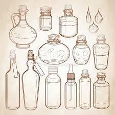 Graphic Collection Of Glass Bottles Isolated On Grunge Paper Vector Bottle Drawing Art Reference Photos Drawings