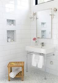 Diflart carrara italian white bianco carrera 1 inch hexagon marble mosaic tile polished backsplash tiles for kitchen bathroom wall floor pack of 5 4.4 out of 5 stars 18 $59.99 $ 59. White And Gray Mosaic Niche Tiles Transitional Bathroom