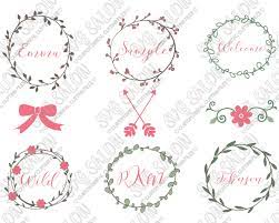 Download Hand Drawn Floral Wreath Monogram Frame Custom Diy Cutting File Set In Svg Eps Dxf Jpeg