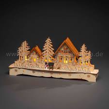 Weihnachtsdekoration Led Holzleuchter Dorf Mit Schneemann