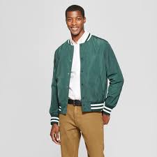 Men S Varsity Bomber Jacket Goodfellow Co Forest Green S Varsity Bomber Jacket Bomber Jacket Green Bomber Jacket