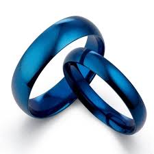 Gemini His Her S Dome Blue Polish Promise Couple Wedding Titanium Ring Set Width 6mm 4mm Men Ring Size 6 Titanium Ring Set His And Hers Rings Blue Rings