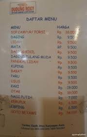 Bagi penggemar sopoambing dudung yang tinggal di jakarta timir kini hadir di otista dekat dengan terminal kampung melayu. Selalu Diperbarui Menu Sop Kaki Kambing Dudung Roxy Kelapa Gading