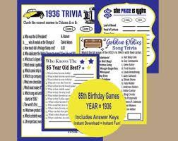 Aug 21, 2020 · trivia is not just a way for you to flex your brainpower over friends and colleagues, it's a really fun way to learn.whether you know the answer or not, after playing a lot of trivia you will eventually start learning facts about geography, history or anything really. 1936 Trivia Games Etsy