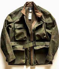 Rrl Ralph Lauren Men Military Army Camo Biker Rider Moto Waxed Belt Rain Jacket Mens Jackets Workwear Vintage Jackets