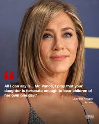 Jennifer Aniston is criticizing JD Vance for comments he made in his past  about women without children. Aniston shared a screenshot of Vance's  appearance