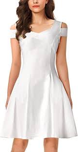 Insnova Women S Off Shoulder Little Cocktail Party A Line Skater Dress X Small Dark Blue At Amazon Women S Clothing Store White Dresses For Women Professional Dresses Work Dresses For Women