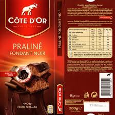 Cote D Or Praline Fondant Noir Tablette De Choc