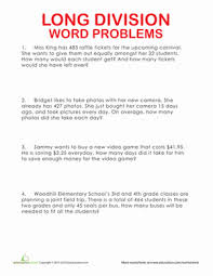 These grade 3 worksheets have answers also given in the downloadable links below. Long Division Word Problems Worksheet Education Com