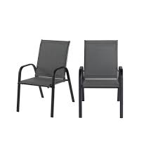 Hampton Bay Mix And Match Black Steel Sling Outdoor Patio Dining Chair In Graphite Gray 2 Pack Fcs00015y2pkbgp The Home Depot Patio Dining Chairs Patio Dining Outdoor Dining Chairs