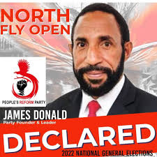 My warmest congratulations to Hon James Donald for retaining his seat to  serve the people of North Fly for the next five years. Your win is a  mandated trust given you by