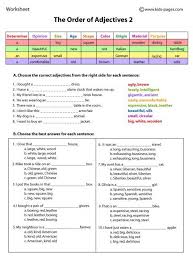 The Order Of Adjectives 2 Worksheet Order Of Adjectives Order Of Adjectives Worksheet Adjective Worksheet
