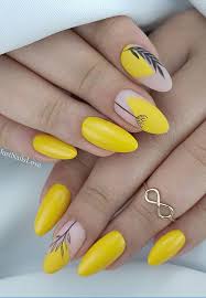 Acrylic nails — nail enhancements made by combining a liquid acrylic product with a powdered acrylic product — have a staying power in the beauty industry. 56 Lovely Acrylic Almond Shaped Nails To Inspire You This Summer Page 11 Of 55 Latest Fashion Trends For Woman Almond Nails Designs Yellow Nails Design Yellow Nails