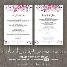 Printable Menu Cards Do It Yourself Diy Card Template Etsy Wedding Menu Template Printable Fall Wedding Menu Wedding Dinner Menu