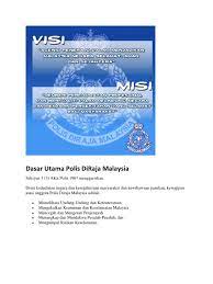 Contoh visi dan misi serta program kerja dan sasaran yang ingin dicapai. Polis Diraja Visi Dan Misi Pdrm