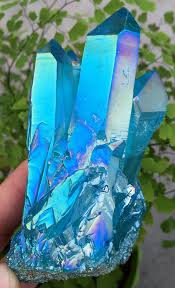 297g Light Blue Aura Quartz Crystal Titanium Bismuth Silicon Cluster Rainbow S56 Blue Aura Quartz Crystals And Gemstones Minerals And Gemstones