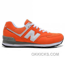 New Balance 574 Mens White Orange Shoes Best Warhgs