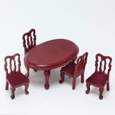 Vintage dollhouse dining room set: Miniature Dining Room Table Chair Set 1 2 Scale Kit Kraft
