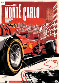 Ferrari F1 Poster 2019 R-06 Monacogp Vintage Racing Poster Ferrari Poster Auto Racing Posters