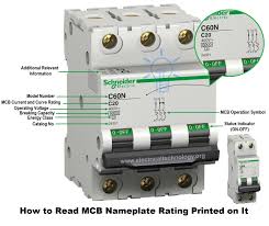 how to read mcb nameplate data rating printed on it