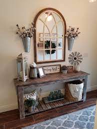 I Bought The Mirror At Kirklands And My Husband Built The Table And I Painted And Stained It This Is In My Entry Way Home Decor Farm House Living Room Decor