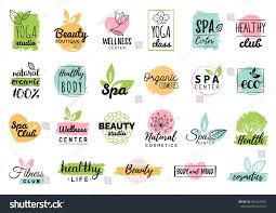 Vector Health Beauty Care Logos Labels Stock Vector Royalty Free 465627524 In 2020 Beauty Care Logo Care Logo Yoga Logo Design