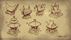 Artstation Civ 6 Khmer Nubian Macedonian Samuel Aaron Whitehead Civilization Vi Civilization Village Drawing