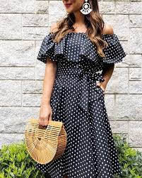 Black And White Polka Dot Dress Off The Shoulder Pin On Sassy Chic