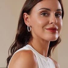 Ear Cubic Zirconia Rose Gold Plated Body Jewelry Rose Gold Hoops Earrings  For Women Rose Gold Earrings