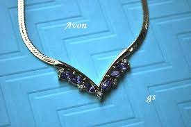 Vintage Avon Lavendar Necklace Gold Tone Avon Necklace Faux Etsy Purple Necklace Avon Jewelry Amethyst Necklace