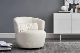 Place this chair in your living room, bedroom or den for a soft and stylish place to relax. Amber Swivel Chair Snow Boucle Castlery In 2021 Swivel Dining Chairs Swivel Chair Living Room Swivel Chair