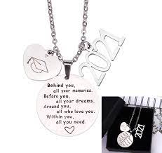 Amazon Com 2021 Graduation Gift Necklace Congrats Grad Stainless Steel Jewelry For Graduates Clothing Shoes Jewelry