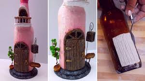 Cut a glass bottle into two pieces. Diy Fairy House Using Glass Bottle Valentine S Day Special Youtube Fairy House Diy Bottle Art Glass Bottle Crafts