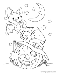 Welcome eerie nocturnal bats to your home this halloween with these diy decorations. Halloween Bat And Pumpkin Lights Coloring Pages Halloween Bats Coloring Pages Coloring Pages For Kids And Adults