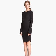 H M Ribbed Jersey Dress Black Jersey Dress Dresses Black Dress