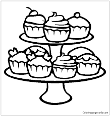 Learn to draw and color a series of fantastic party dresses for girls. Cupcakes For Party Coloring Pages Desserts Coloring Pages Coloring Pages For Kids And Adults