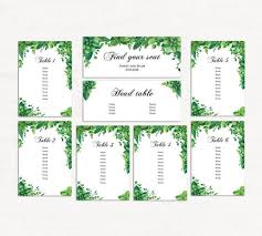 Summer Wedding Seating Chart Template Garden Wedding Woodland Seating Plan Printable Green Wedding Table Plan Diy Digital Download 1w129
