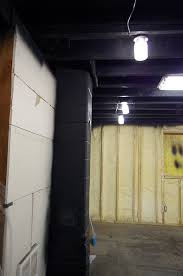 Normally, when you finish a basement, you drywall the ceiling when you put in the walls. Basement Ceilings Painted Black A Spray Painting Job From Hell