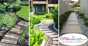 Choose a paving stone that contrasts with your house bricks and build in a planting area to separate your car parking space from the pathway. Easy Garden Path Ideas Garden Walkway Designs