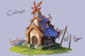 3d drawing a simple wireframe house. Cottage Tristan Faure Environment Concept Art Fantasy Art Landscapes Environmental Art