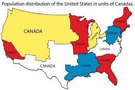 Us Vs Canada Population Map Usa Map Cartography