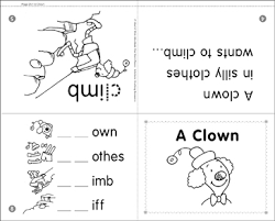 a clown initial consonant blend cl printable mini books