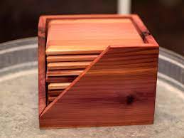 Cedar Wood Coasters With Holder Set Of 10 Aromatic Cedar Wooden Coasters Handmade In Tennessee Housewar Wooden Coasters Wooden Coasters Diy Wood Coasters