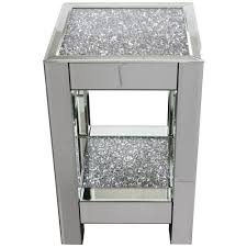 Square Mirror Crushed Diamond Mirrored Glass Display Side Table Home Furniture Mirrored Side Tables Mirrored Furniture Luxury Mirror