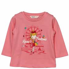 100 Cotton Funtime Girl Print T Shirt Pink