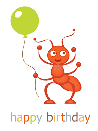 Gelukkige Verjaardagskaart Met Mier Vector Illustratie Illustration Of Kaart Viering 28957367
