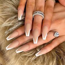 Coffin Tip Nails With White French Manicure 30 Coffin Nail Designs You Ll Want To Wear Righ French Tip Acrylic Nails Coffin Nails Matte Coffin Nails Designs