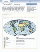 A large colorful map of the world. Activities The World S Climates Printable Grades 3 6 Teachervision