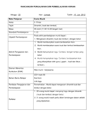Rph muzik tahun 5 2018. Contoh Rph Dunia Muzik Tahun 3